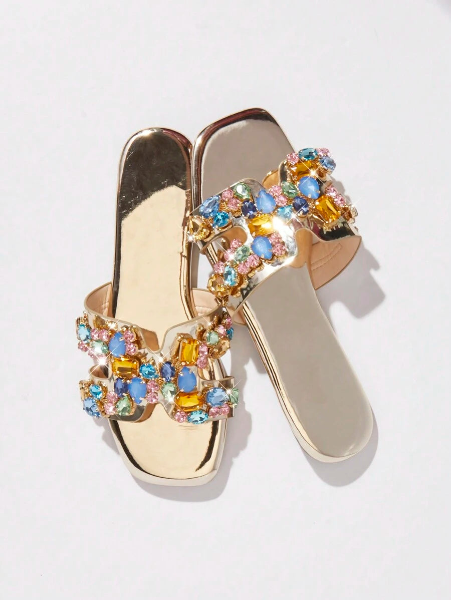 Luxe-inspirerade vita slides med sele