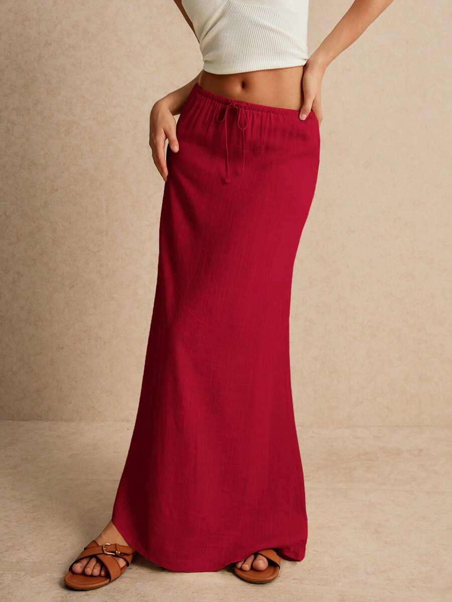 Minimalistisk Kjol med Dragsko