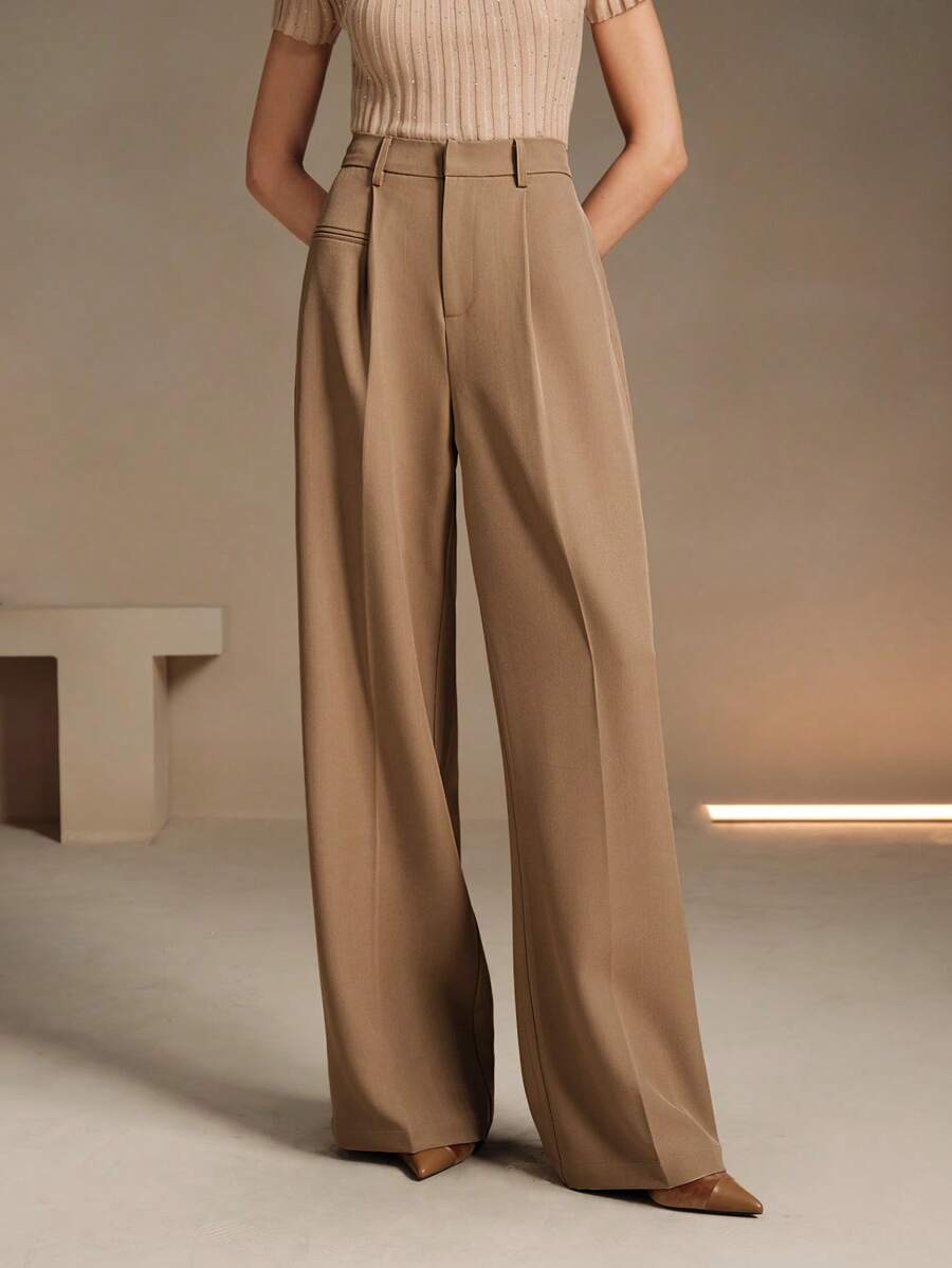 Svarta Raka Byxor med Lös Passform