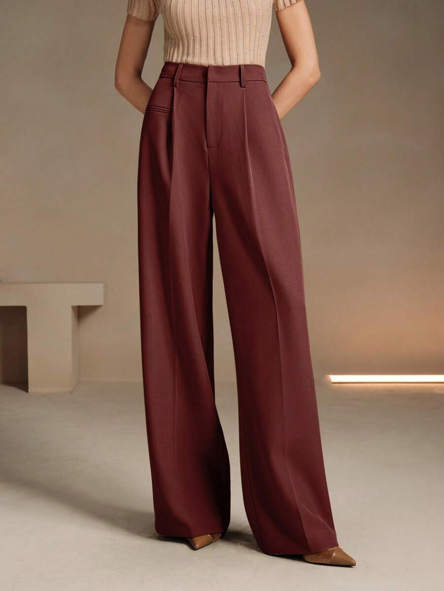 Svarta Raka Byxor med Lös Passform