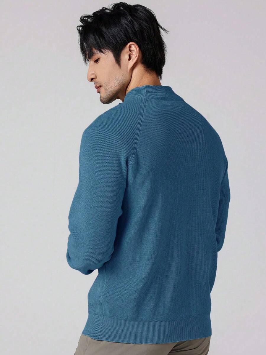 Herrtröja med halv dragkedja och hög krage