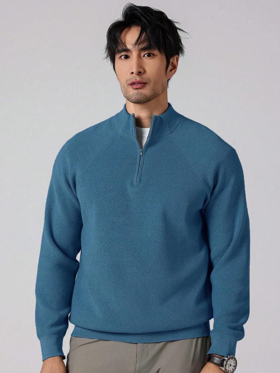 Herrtröja med halv dragkedja och hög krage