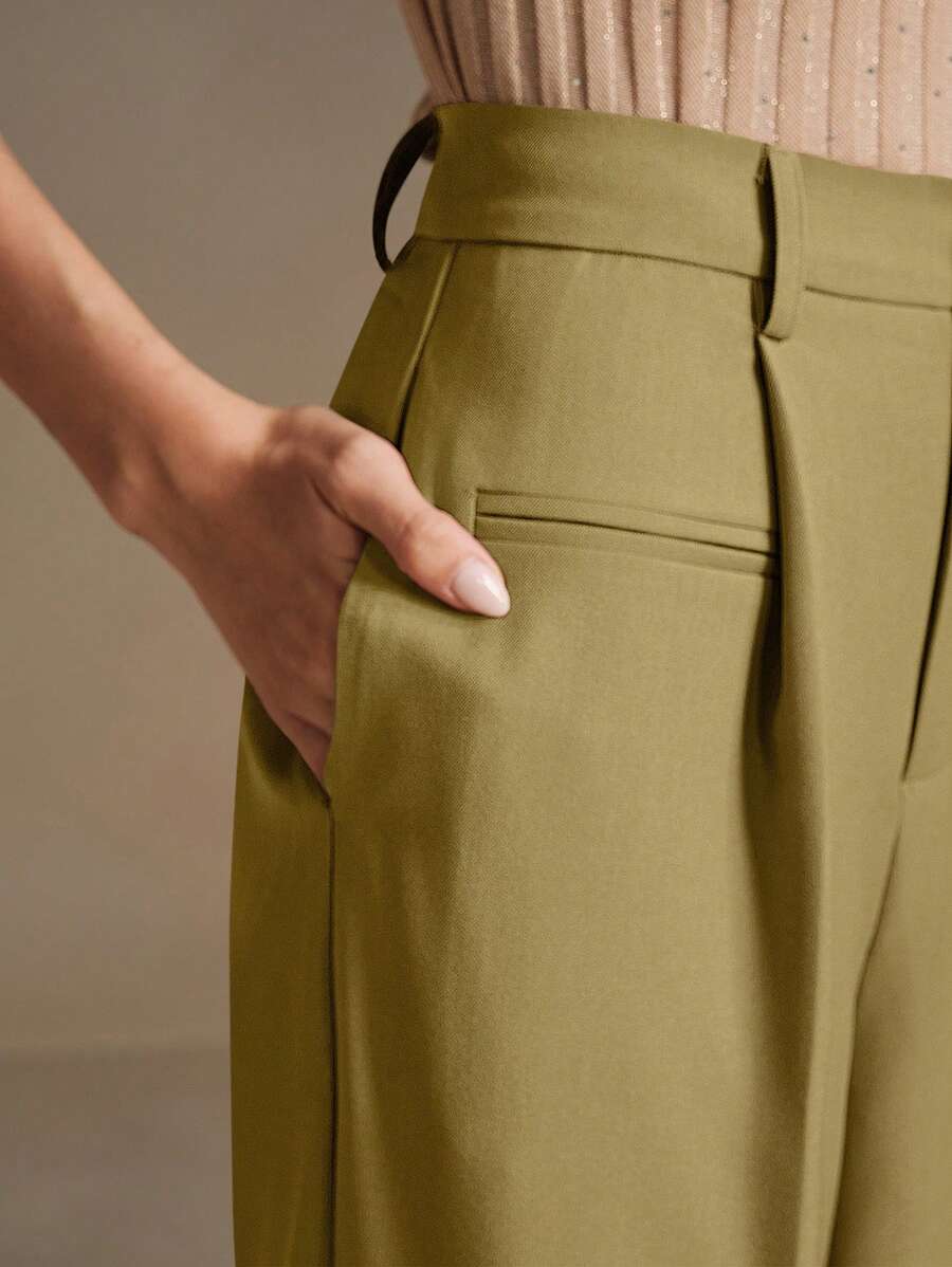 Svarta Raka Byxor med Lös Passform