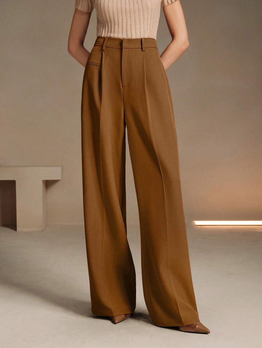 Svarta Raka Byxor med Lös Passform