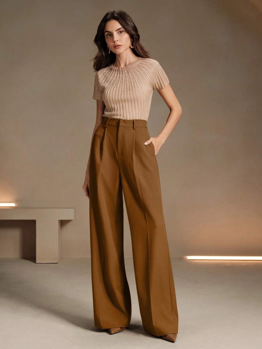 Svarta Raka Byxor med Lös Passform