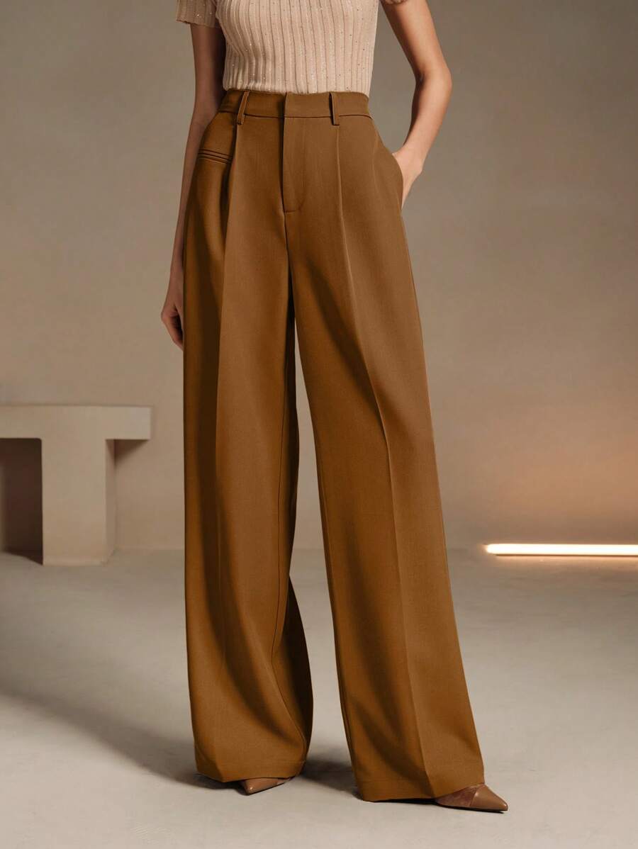 Svarta Raka Byxor med Lös Passform