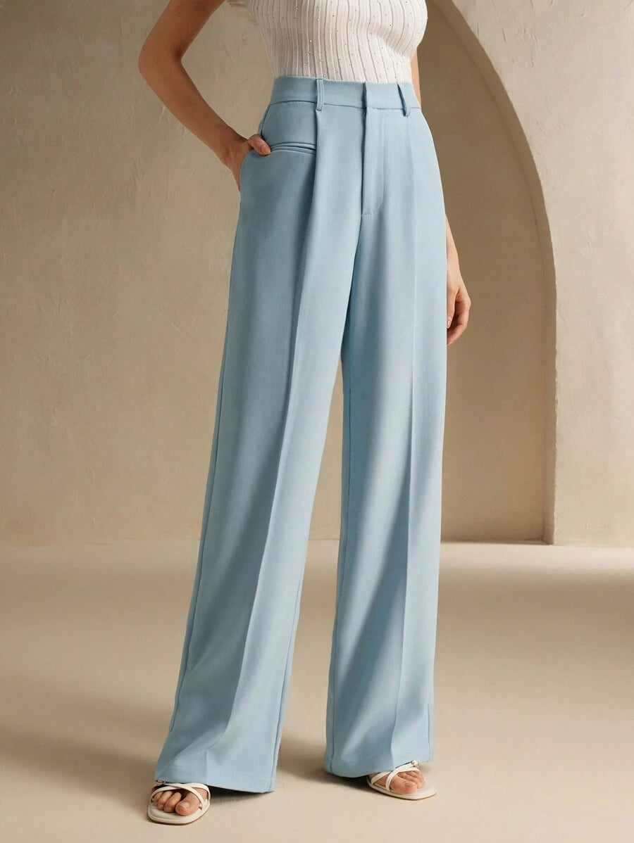 Svarta Raka Byxor med Lös Passform