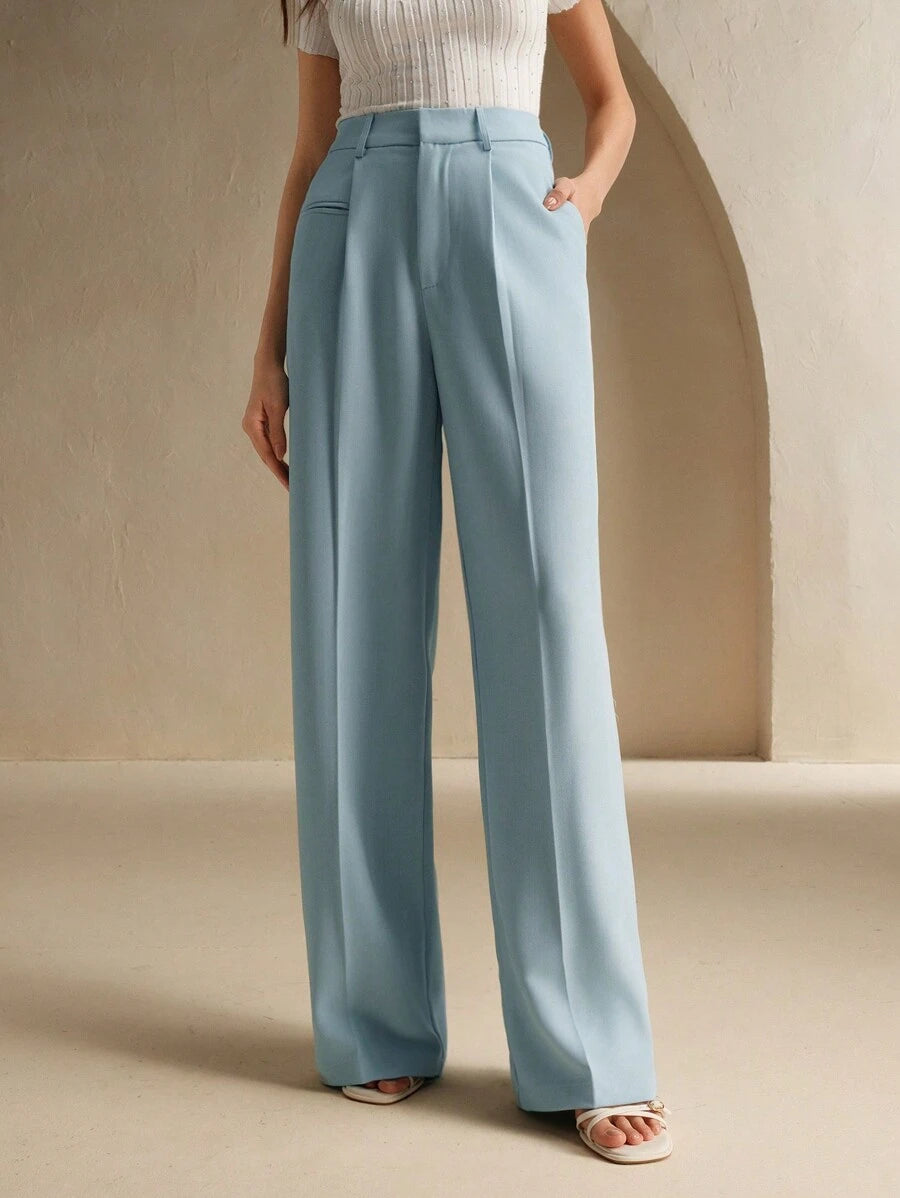 Svarta Raka Byxor med Lös Passform