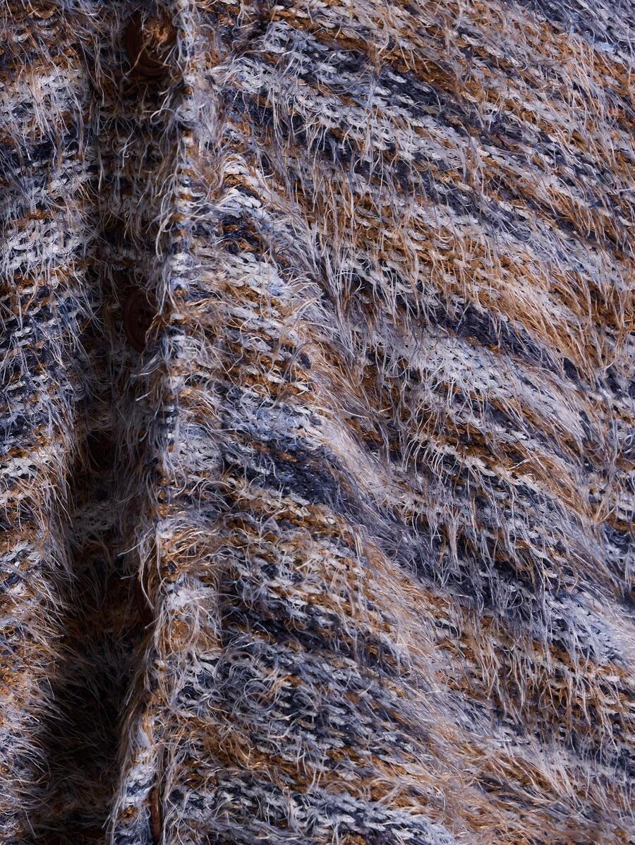 Oversized texturerad cardigan med ränder