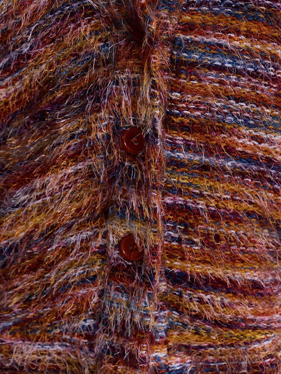 Oversized texturerad cardigan med ränder