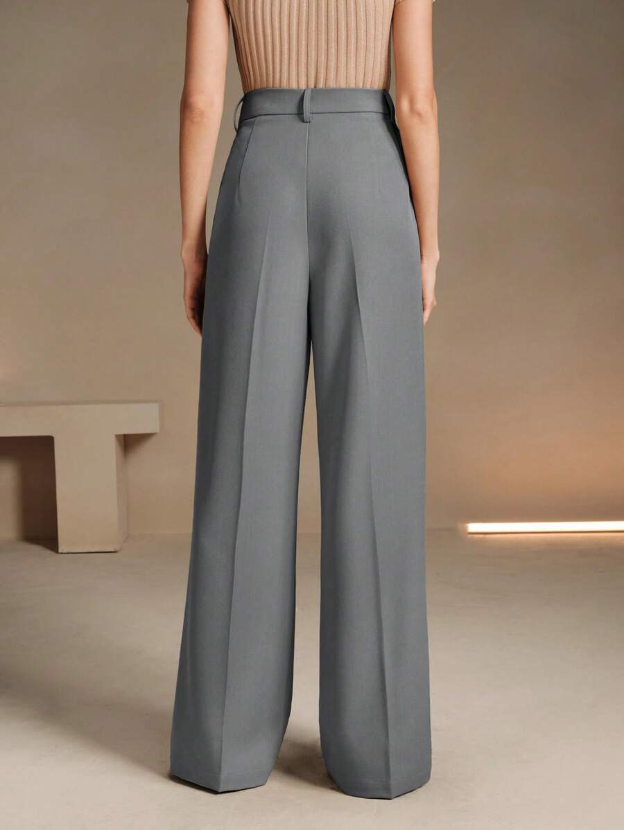 Svarta Raka Byxor med Lös Passform