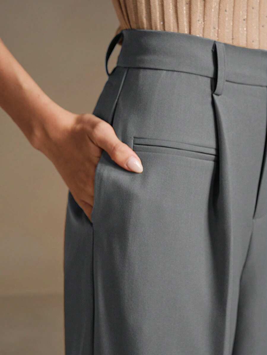 Svarta Raka Byxor med Lös Passform