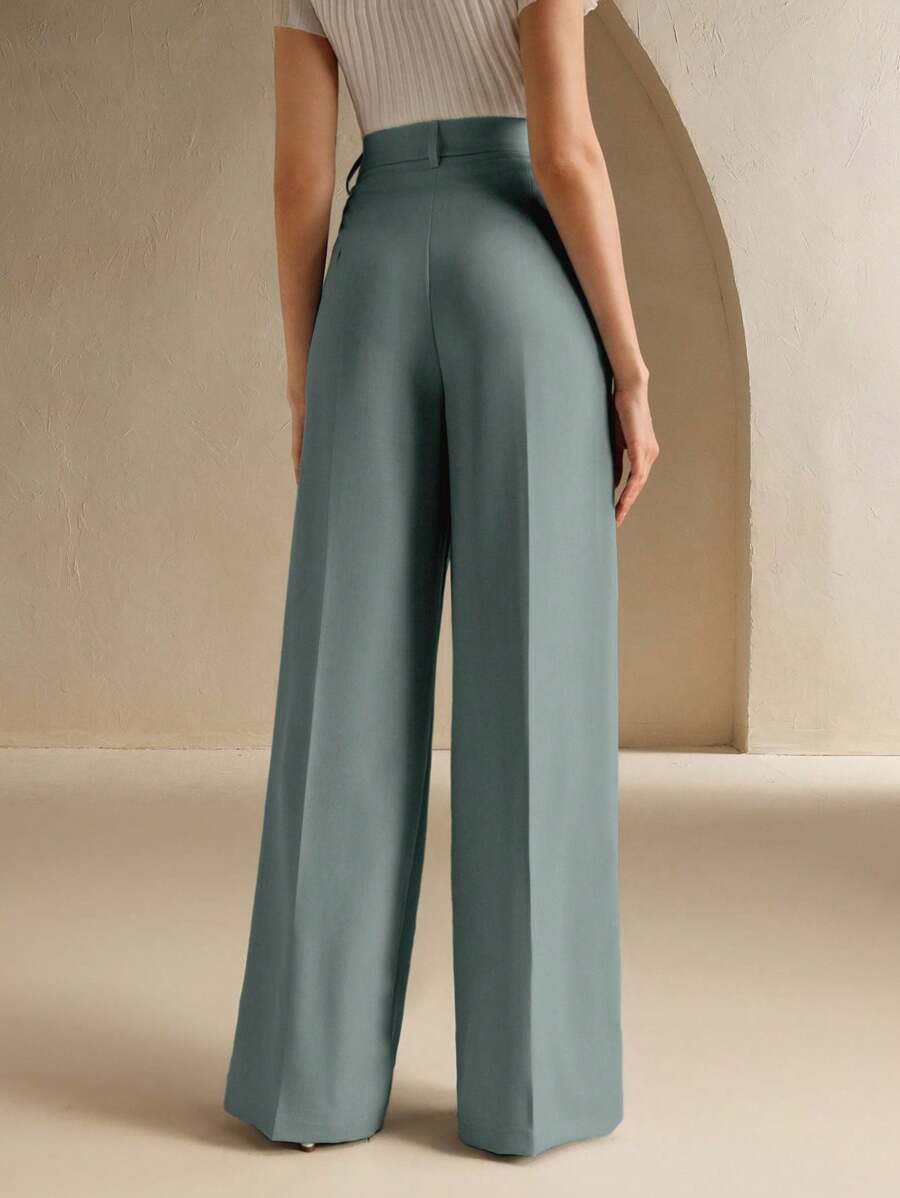 Svarta Raka Byxor med Lös Passform