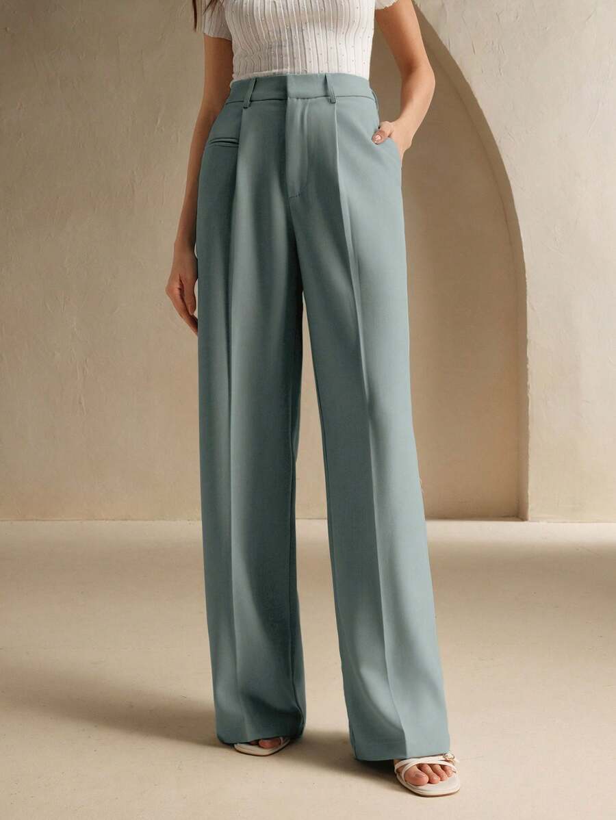 Svarta Raka Byxor med Lös Passform