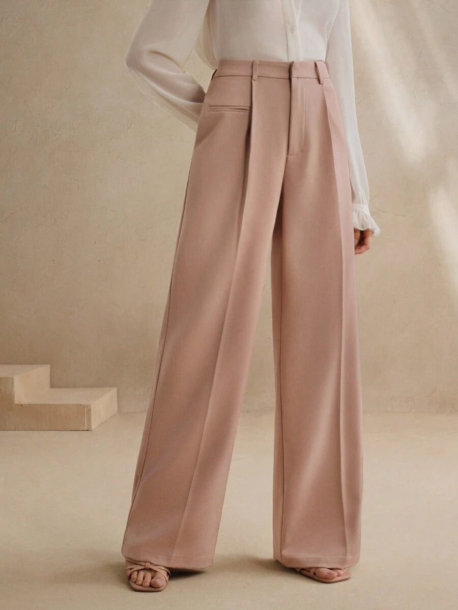 Svarta Raka Byxor med Lös Passform