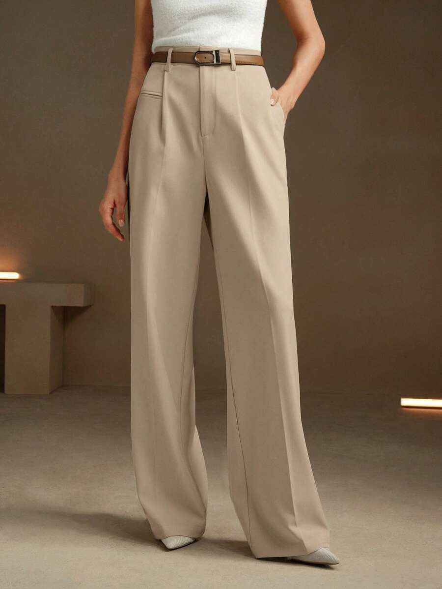 Svarta Raka Byxor med Lös Passform