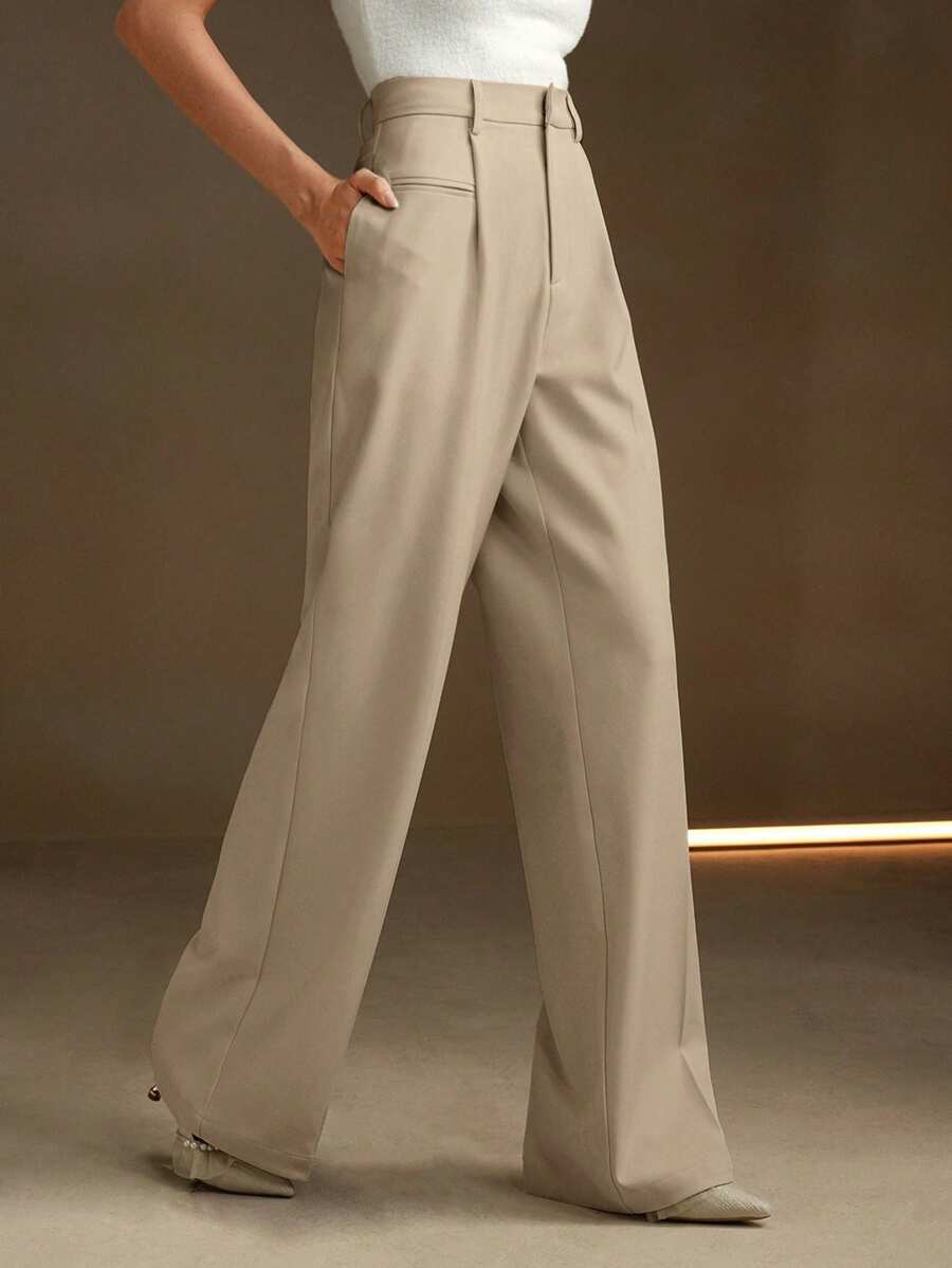 Svarta Raka Byxor med Lös Passform