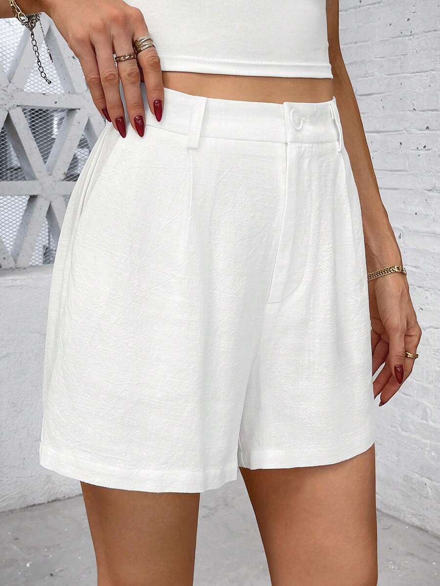 Linneshorts med Bambu­detaljer