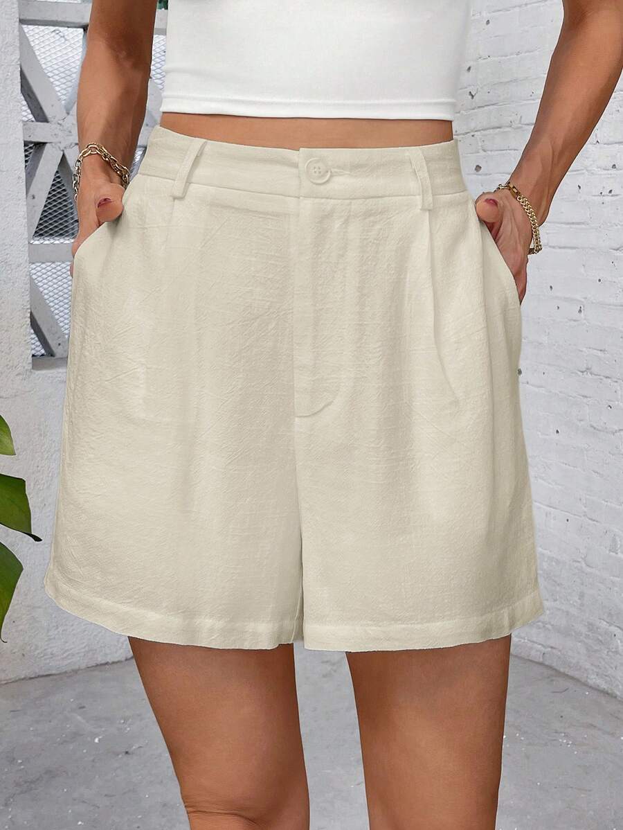 Linneshorts med Bambu­detaljer