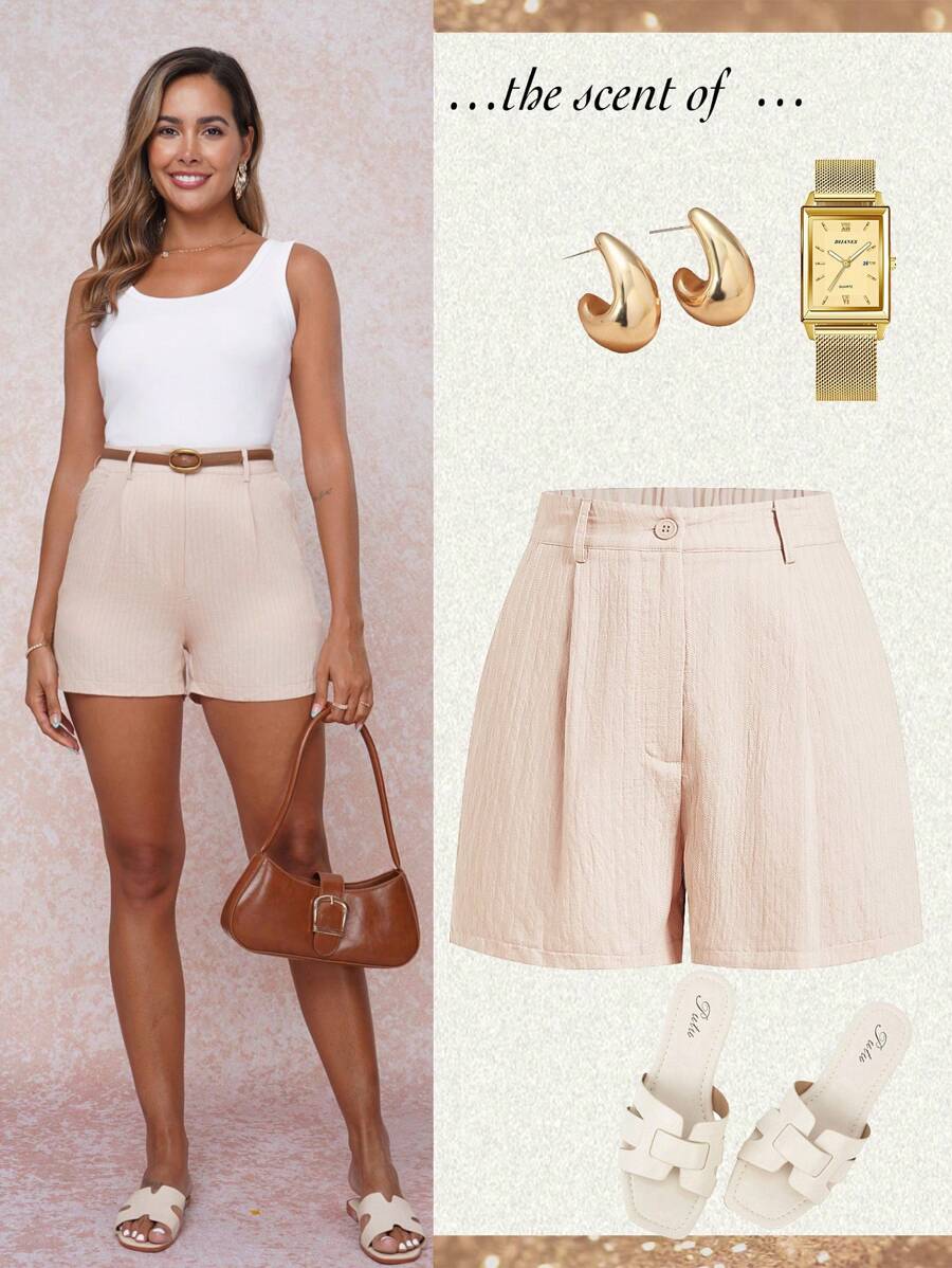 Linneshorts med Bambu­detaljer