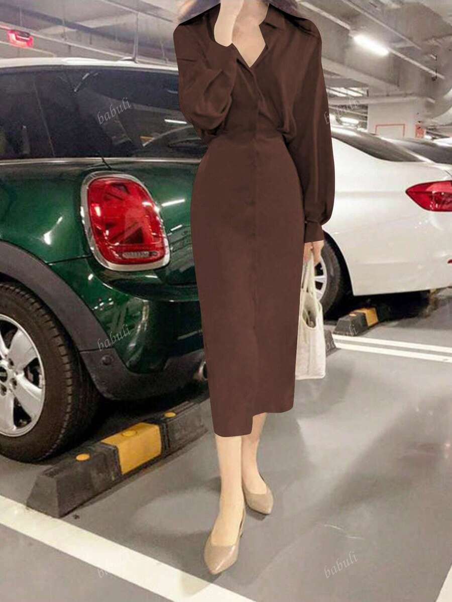 Fransk Skjortklänning med Midjeband