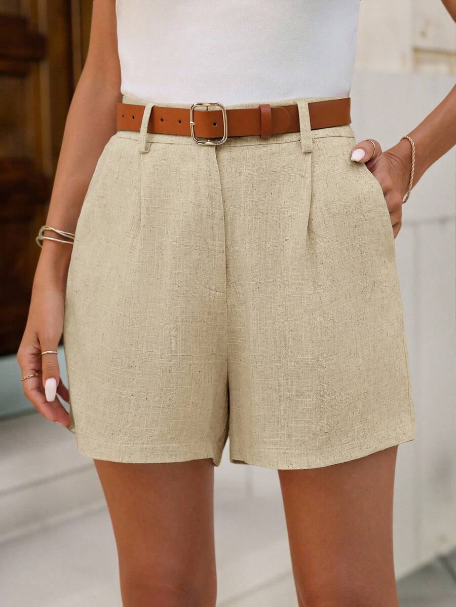 Linneshorts med Bambu­detaljer