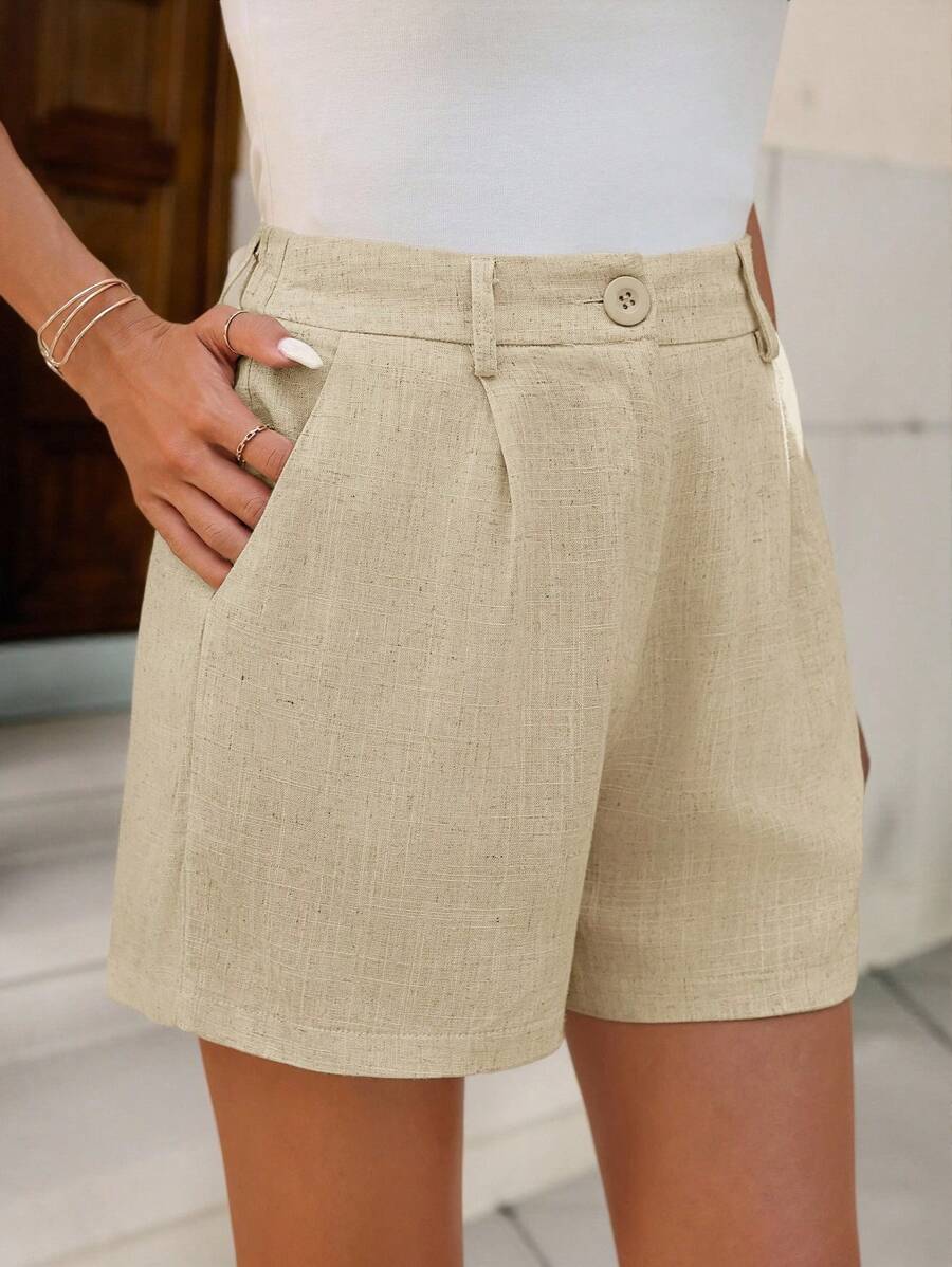 Linneshorts med Bambu­detaljer