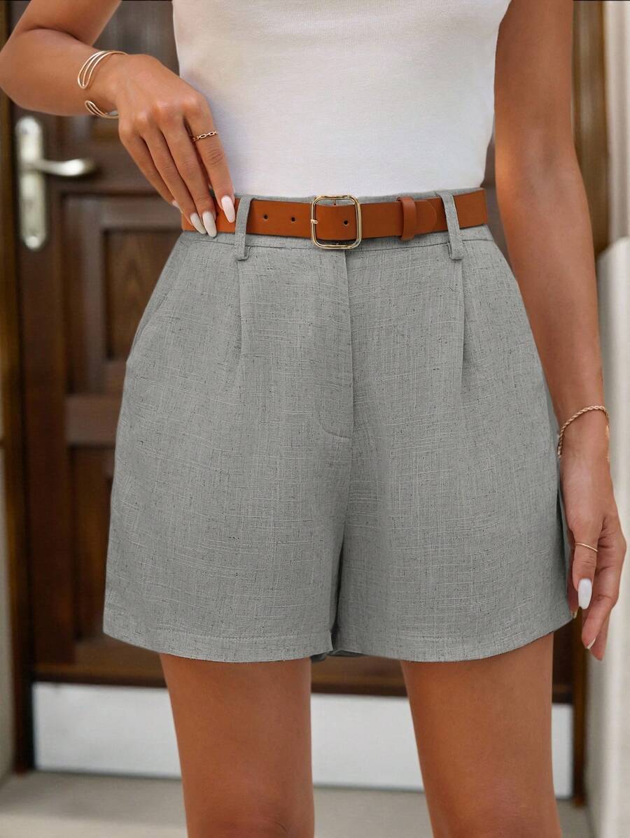 Linneshorts med Bambu­detaljer