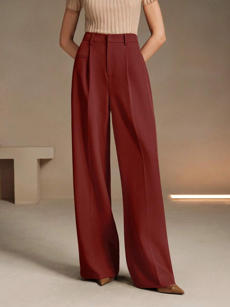 Svarta Raka Byxor med Lös Passform