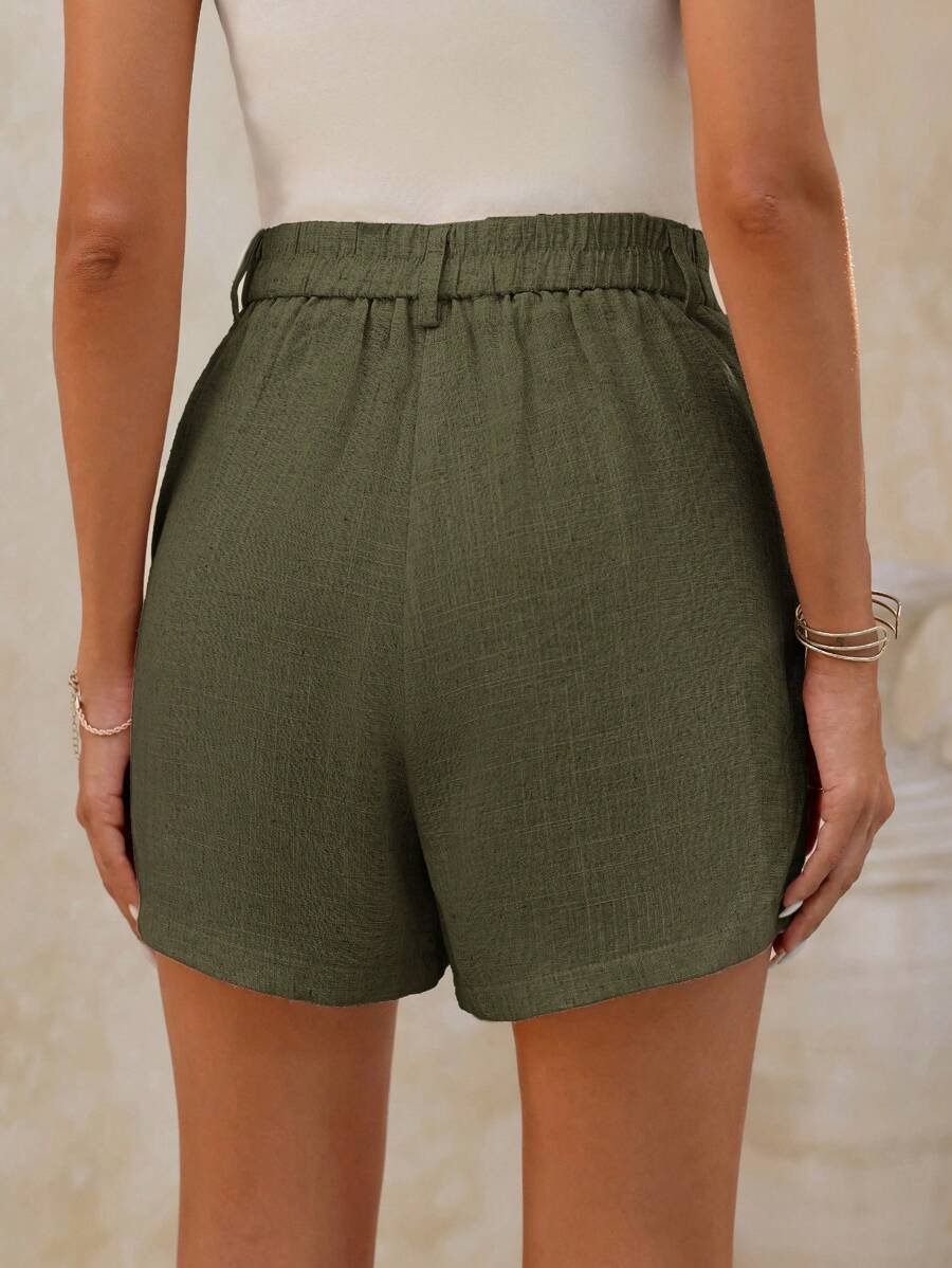 Linneshorts med Bambu­detaljer
