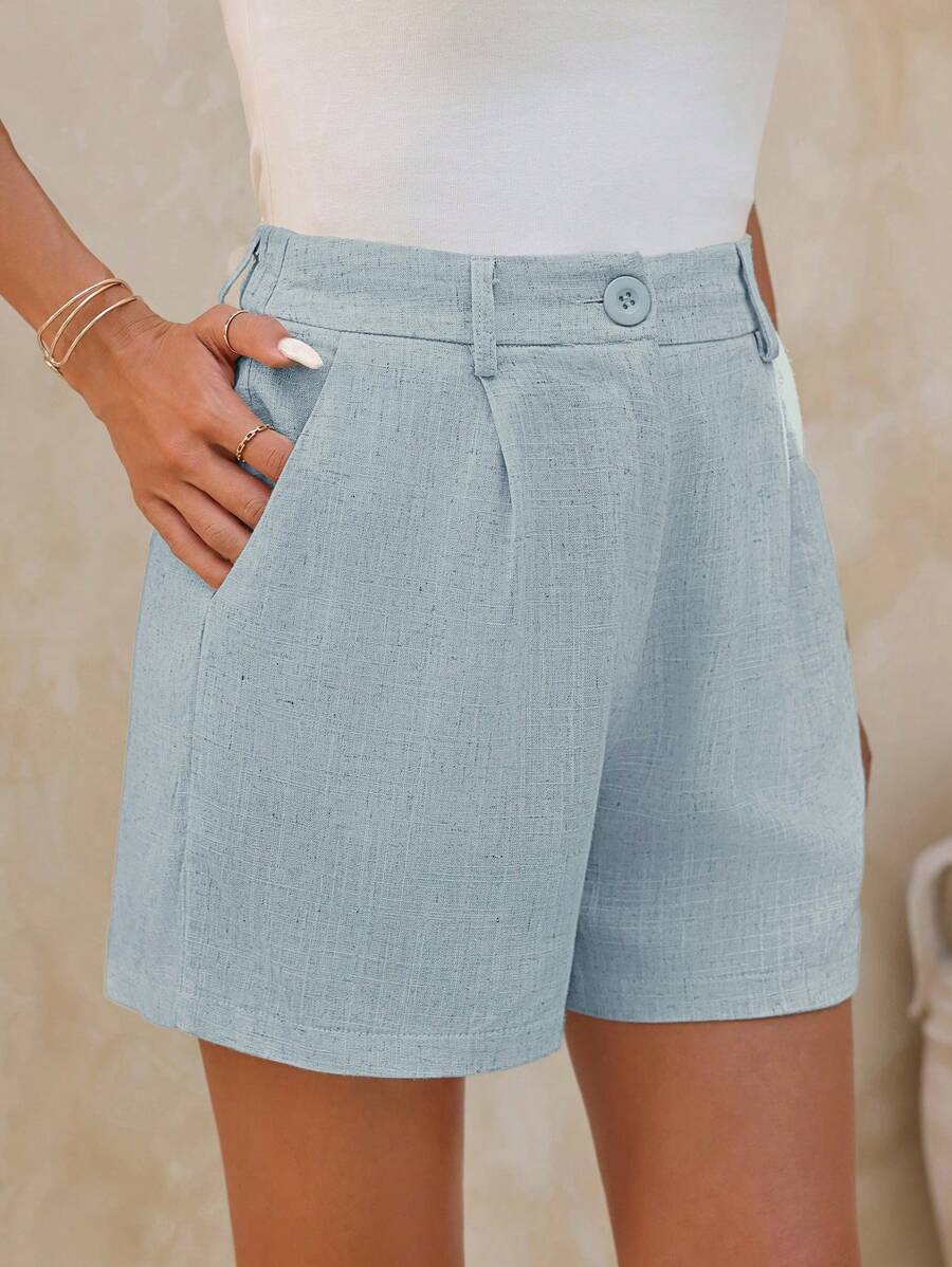 Linneshorts med Bambu­detaljer