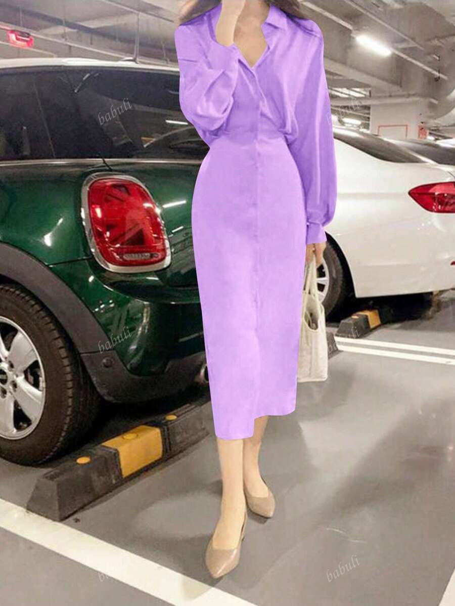 Fransk Skjortklänning med Midjeband