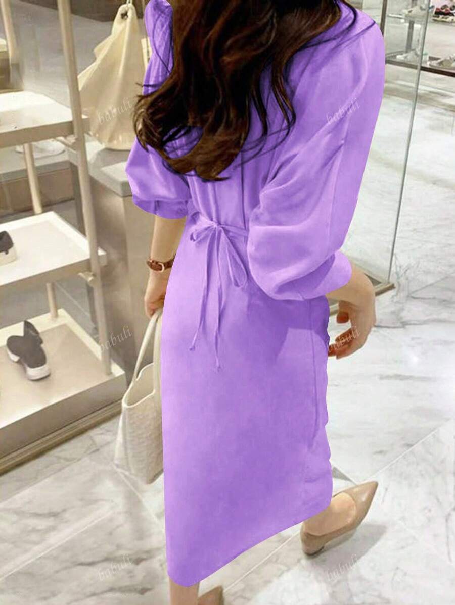 Fransk Skjortklänning med Midjeband