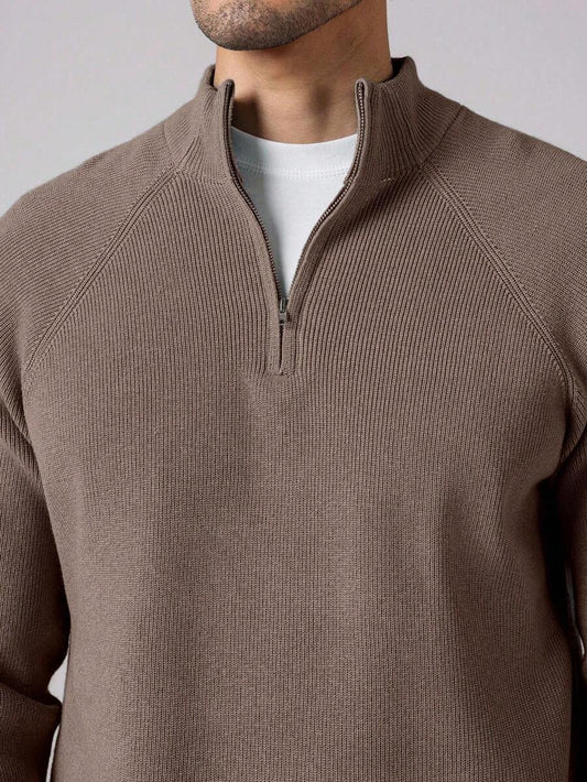 Herrtröja med halv dragkedja och hög krage