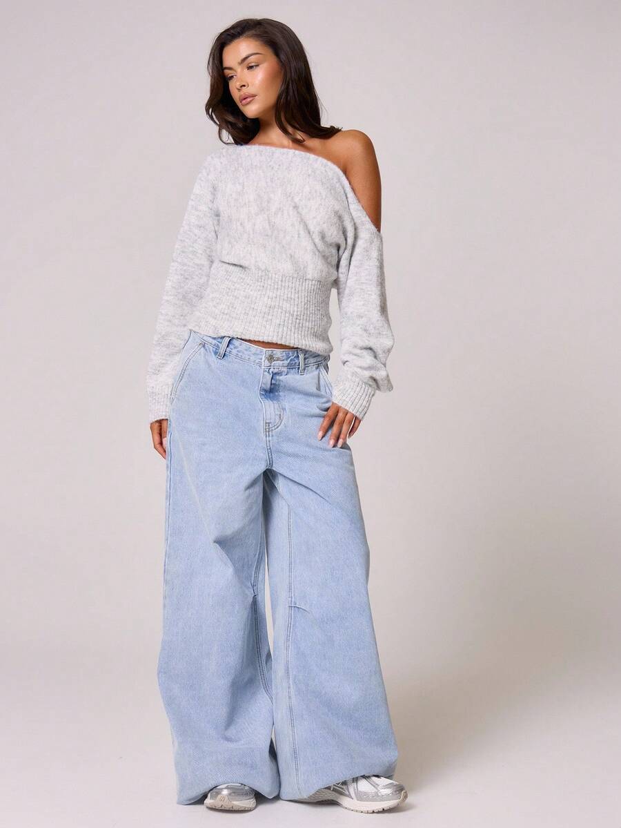 Fuffy asymmetrisk mohairtopp