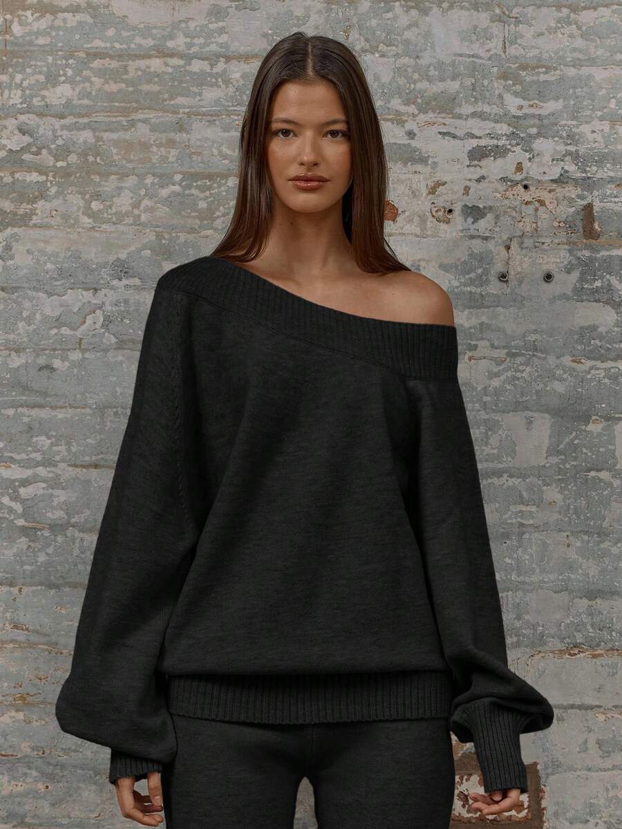 Asymmetrisk ribbstickad topp