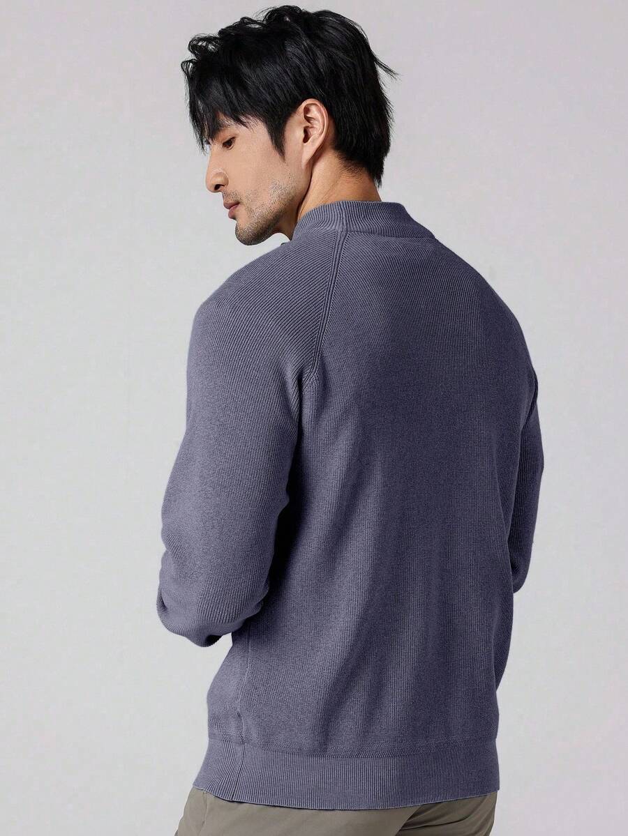 Herrtröja med halv dragkedja och hög krage