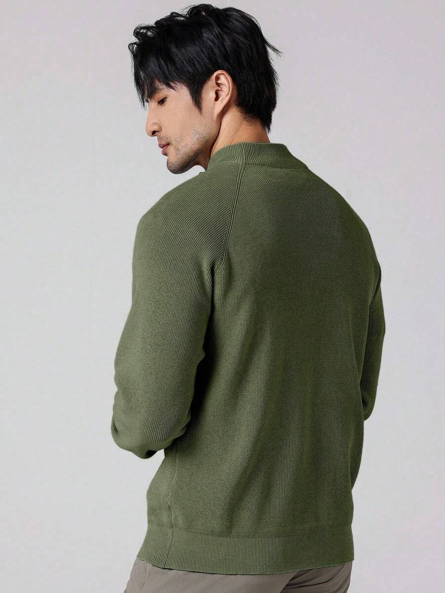 Herrtröja med halv dragkedja och hög krage