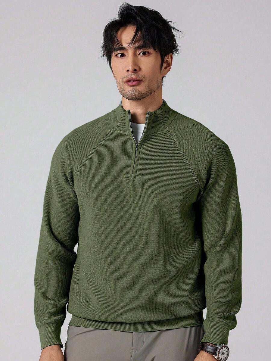 Herrtröja med halv dragkedja och hög krage