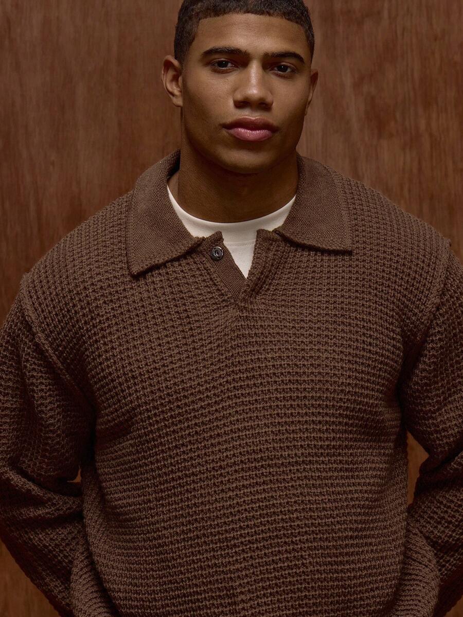 Tjock oversize tröja med knappdetaljer