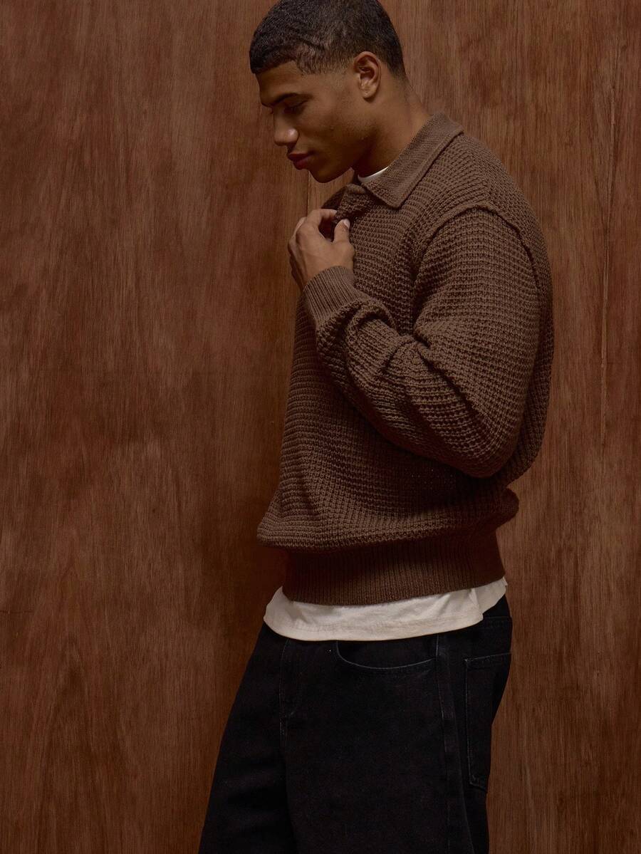 Tjock oversize tröja med knappdetaljer