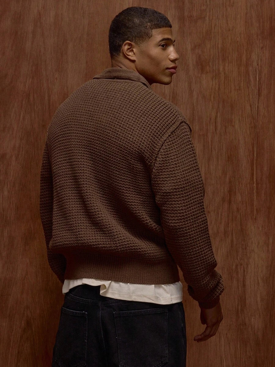 Tjock oversize tröja med knappdetaljer