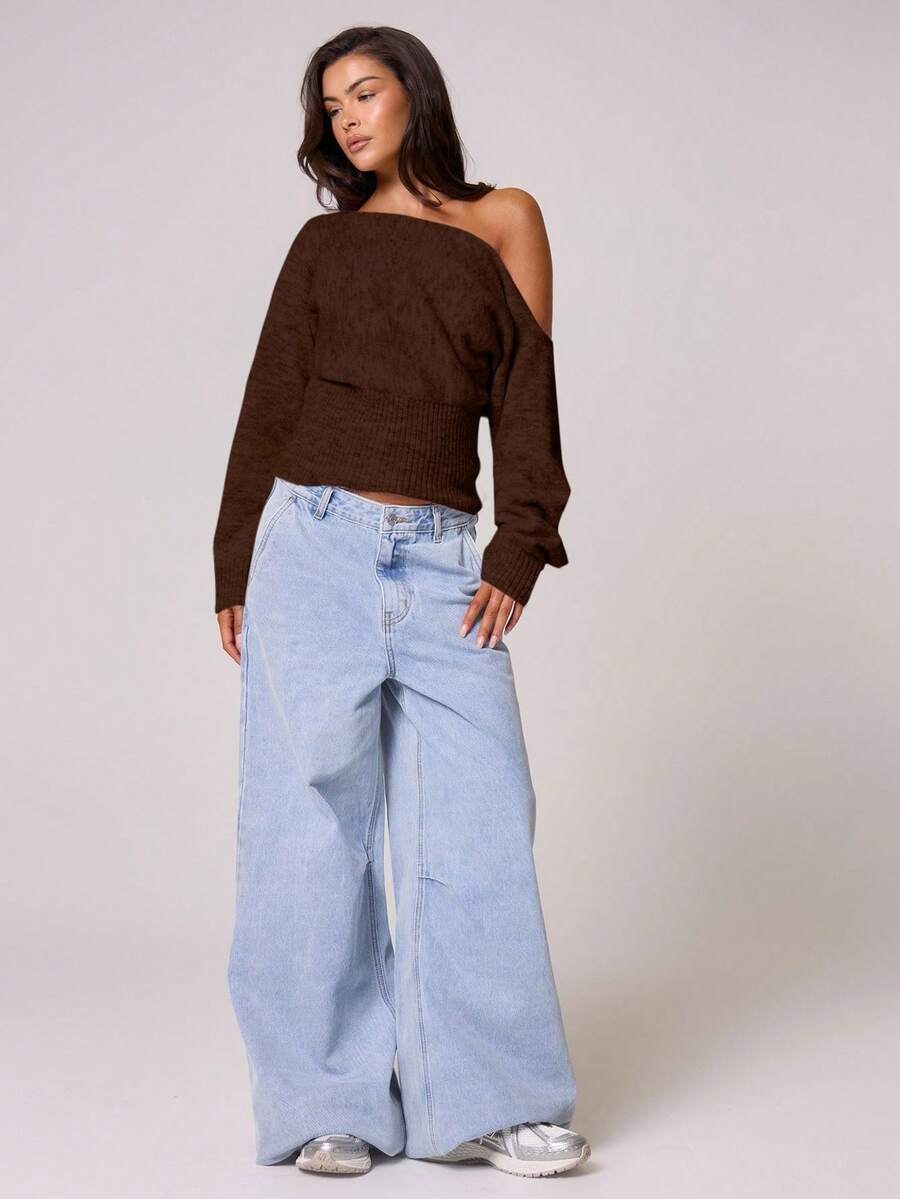 Fuffy asymmetrisk mohairtopp