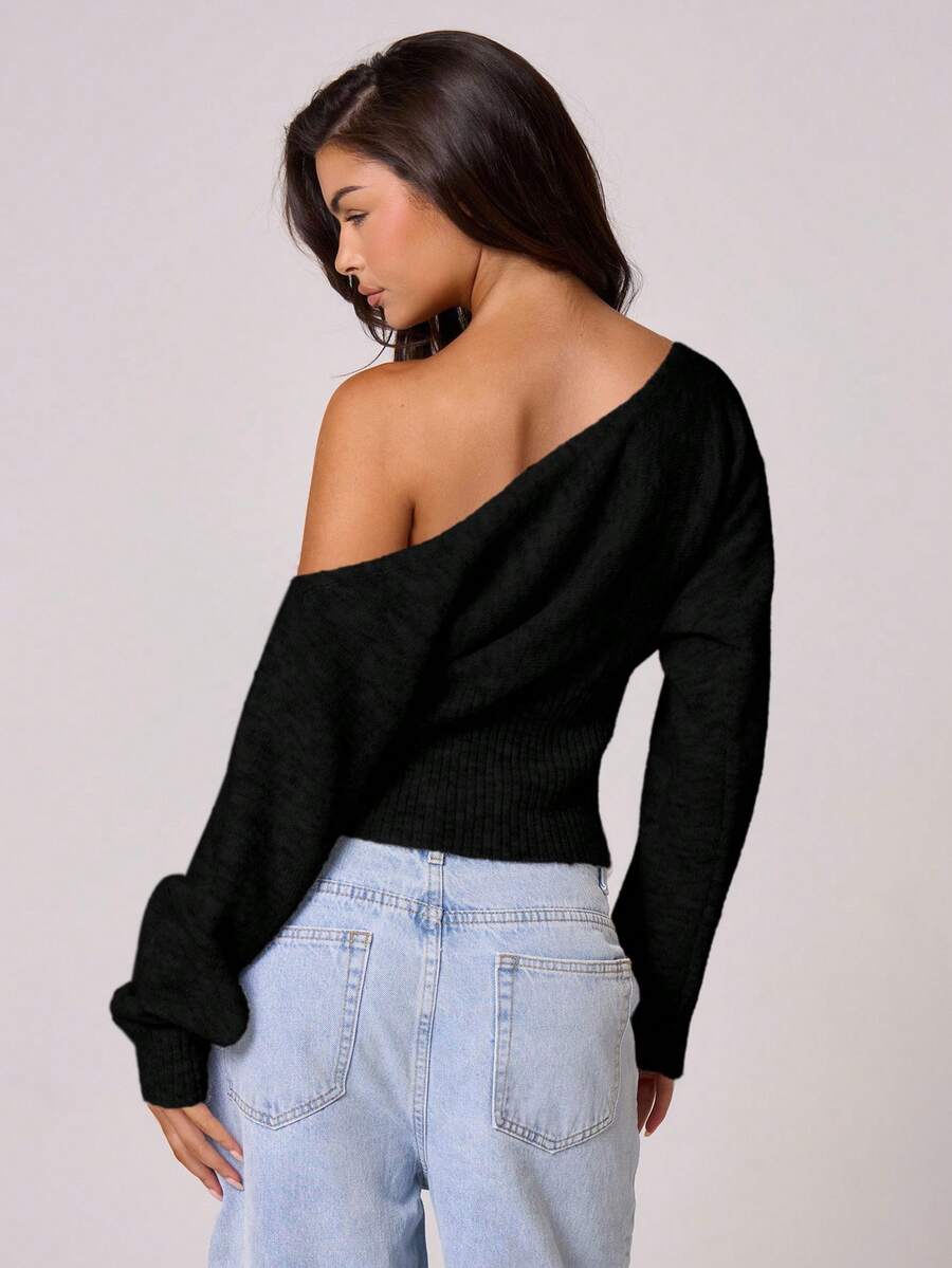 Fuffy asymmetrisk mohairtopp