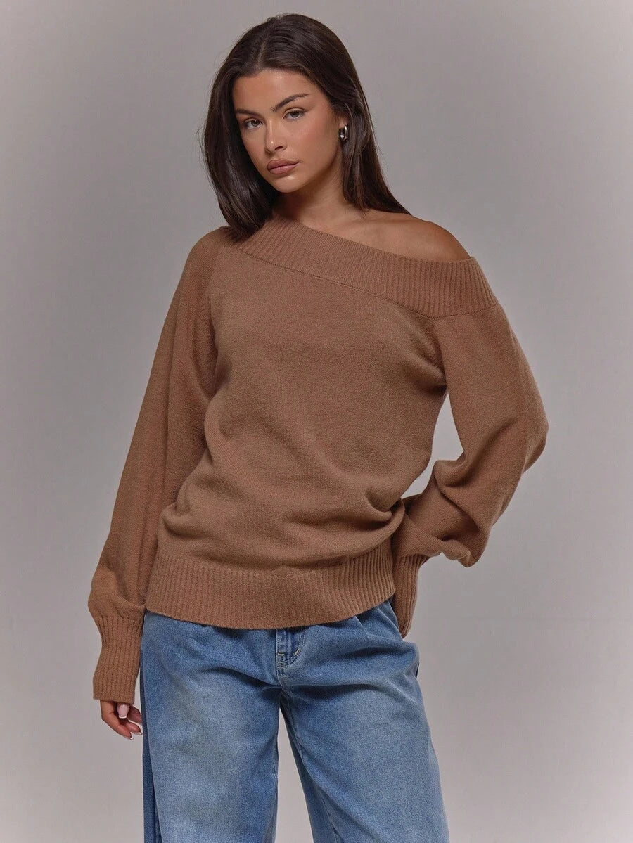 Asymmetrisk ribbstickad topp