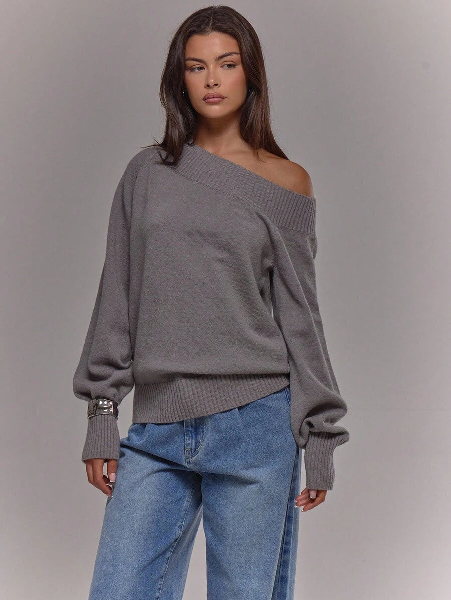 Asymmetrisk ribbstickad topp