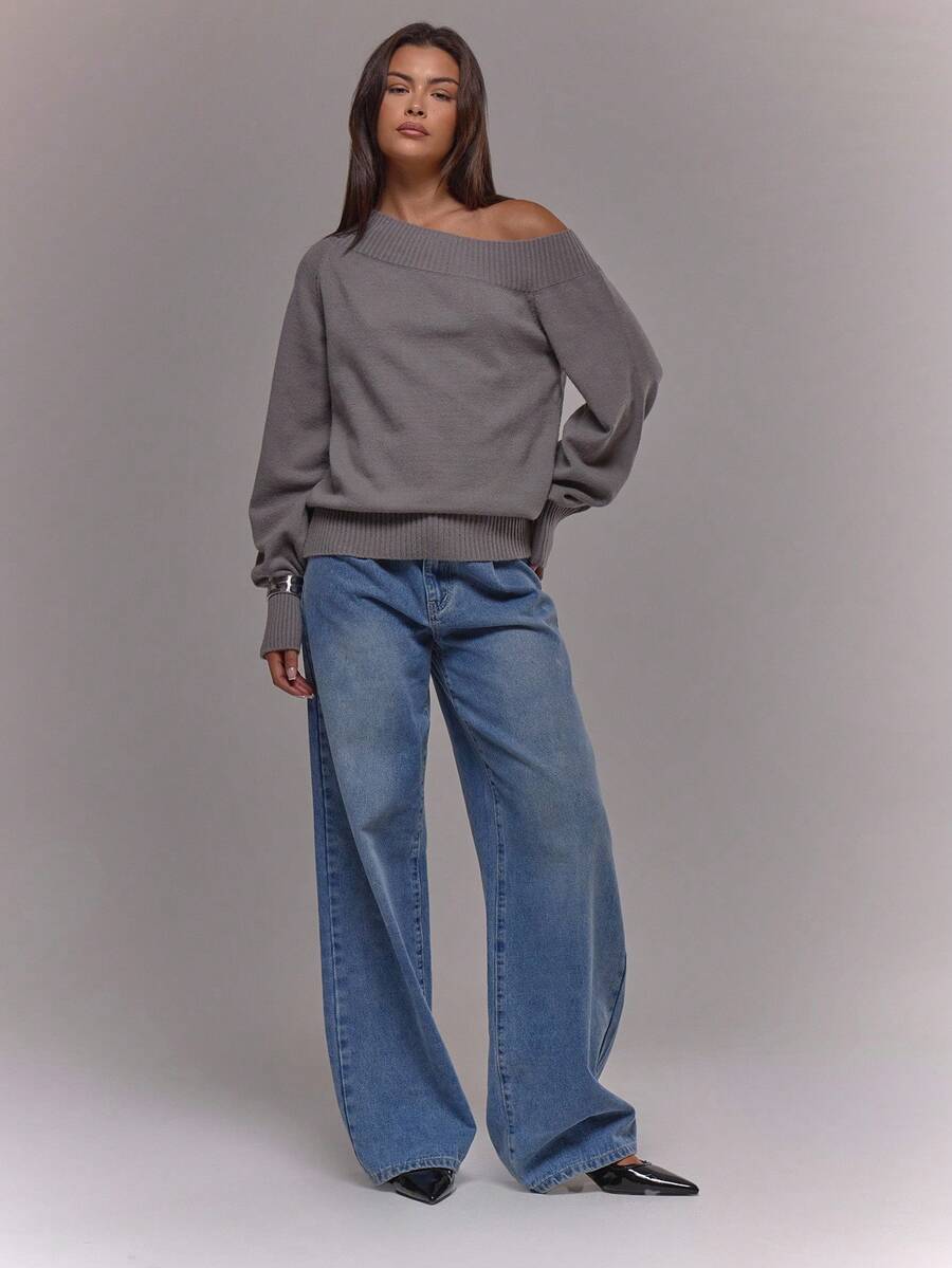 Asymmetrisk ribbstickad topp