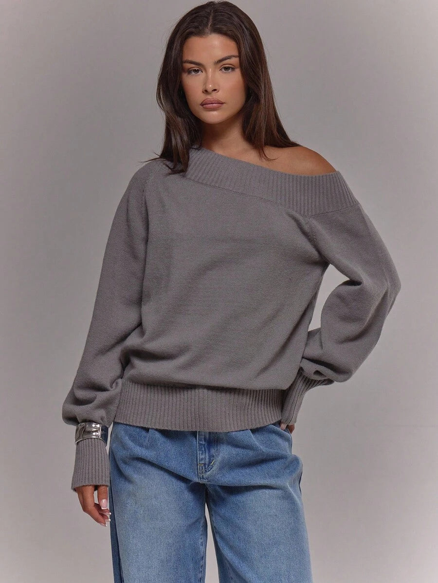 Asymmetrisk ribbstickad topp