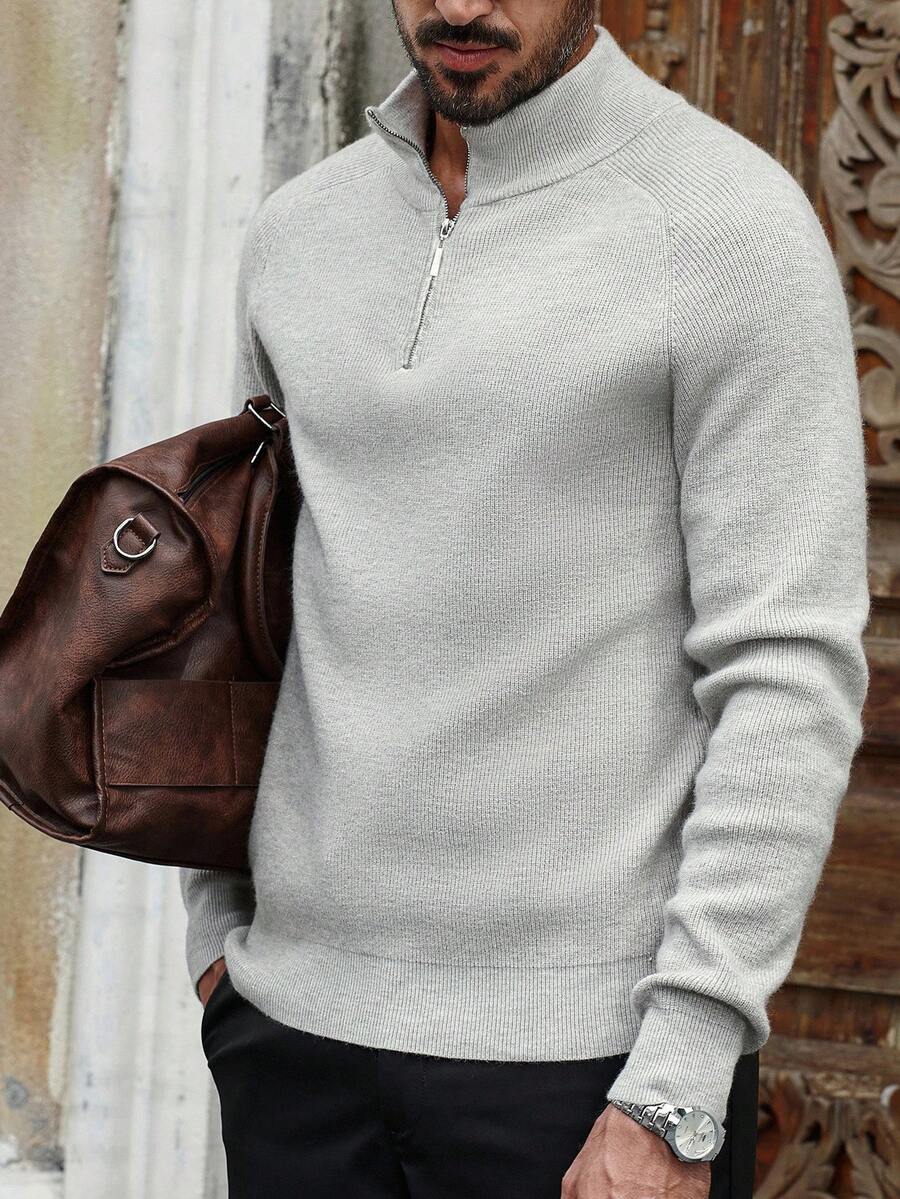 Herrtröja med halv dragkedja och hög krage