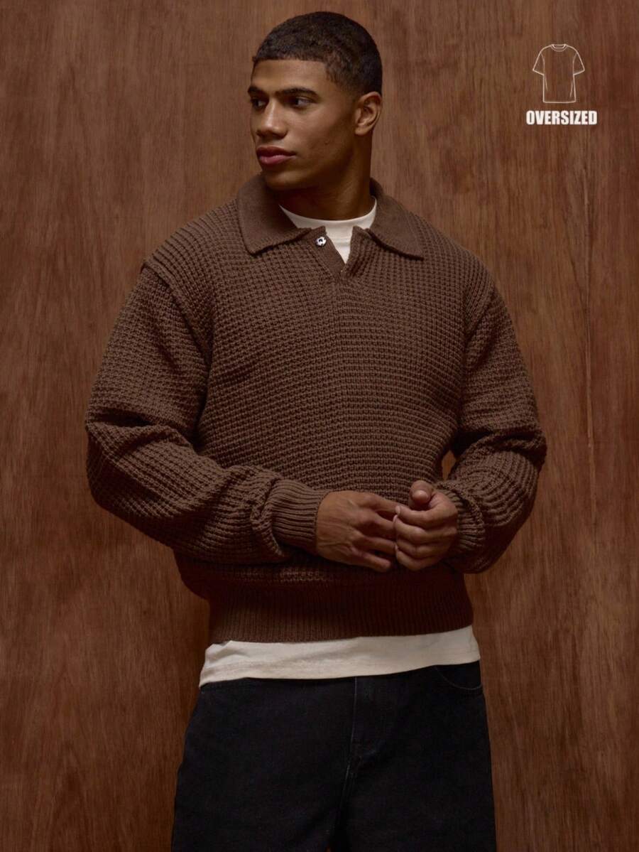 Tjock oversize tröja med knappdetaljer